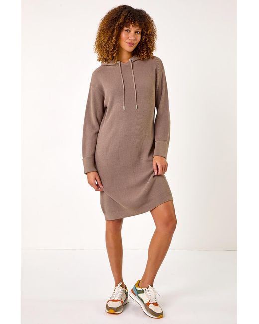 Roman Brown Hooded Knit Dress