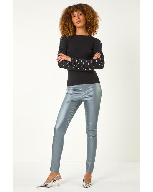 Roman Blue Coated Bengaline Stretch Trouser