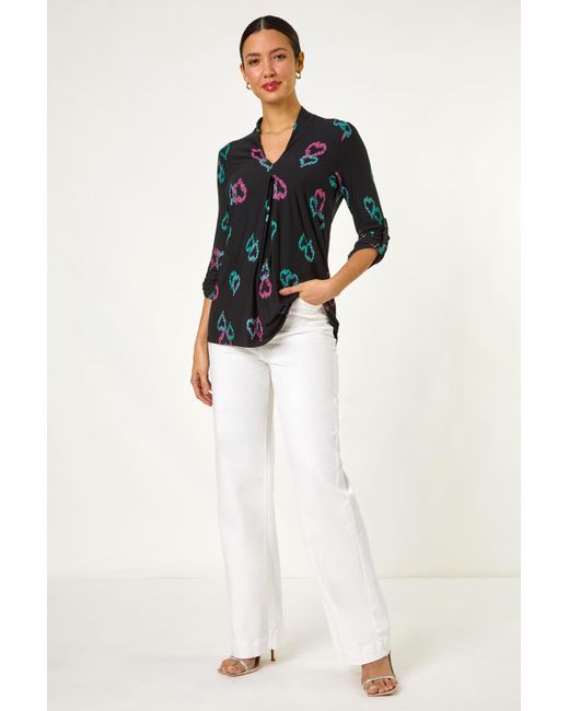 Roman Black Heart Print Longline Blouse