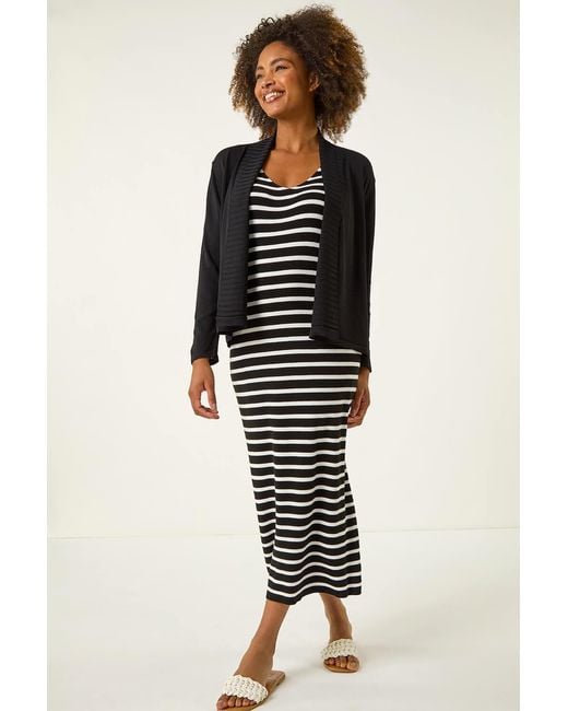 Roman Black Ribbed Detail Shrug