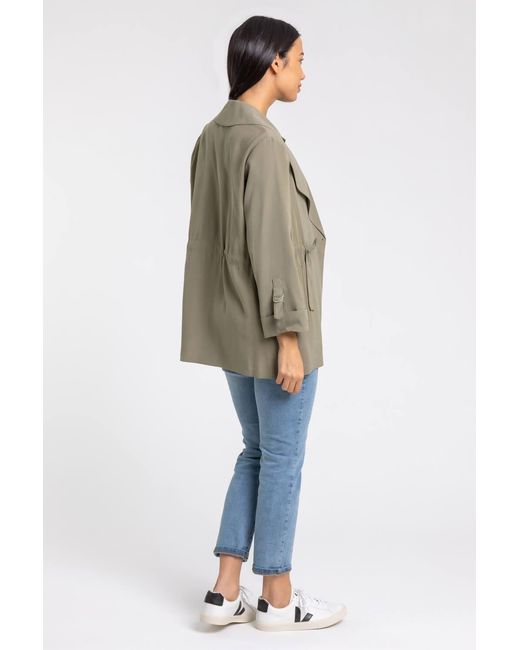 Roman Multicolor Tie Waist Longline Jacket