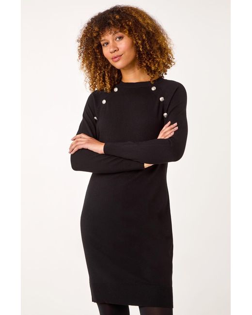Roman Black Button Detail Knitted Dress