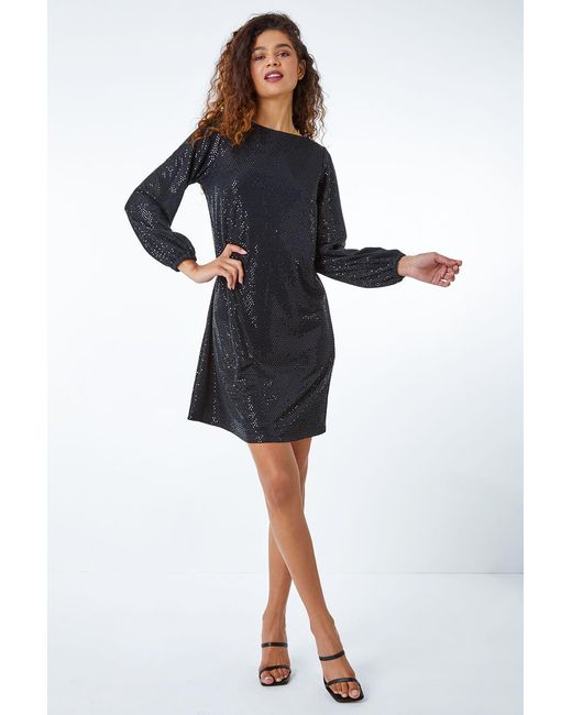 Roman Black Sparkle Detail Swing Dress