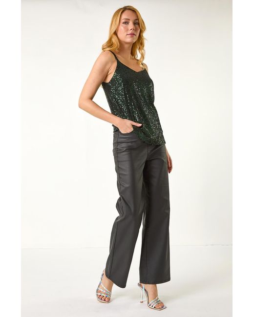 D.u.s.k Black Embellished Sequin Cami Top