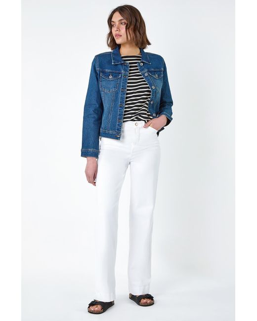 Roman Blue Cotton Blend Stretch Denim Jacket