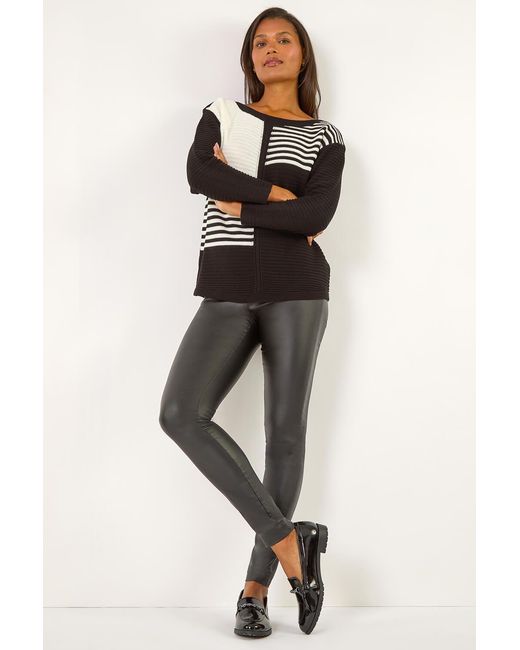 Roman Black Stripe Colour Block Jumper