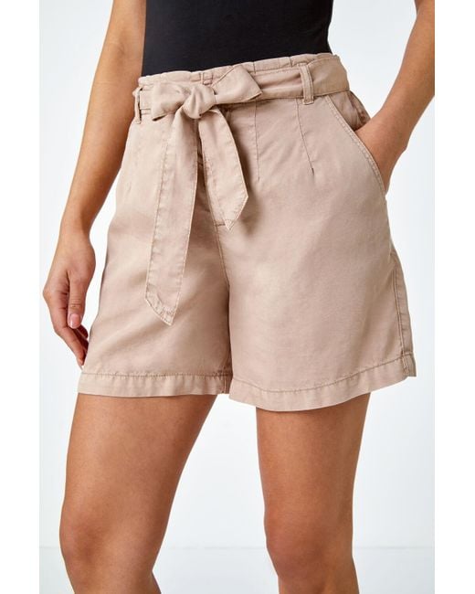 Roman Pink Relaxed Elastic Tie Waist Pocket Shorts