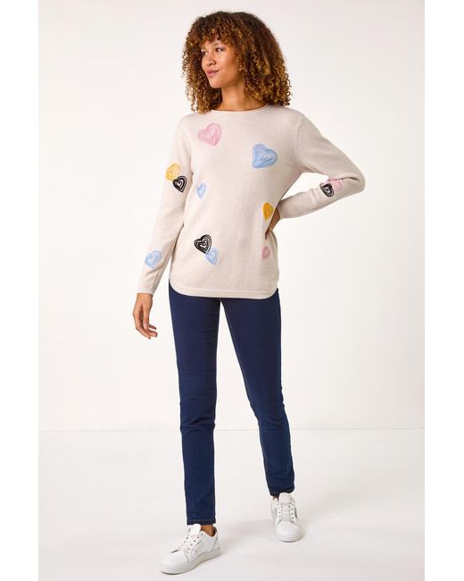 Roman Brown Heart Stitch Crew Neck Jumper