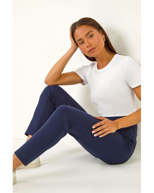 Roman Petite Blue Elastic Waist Ponte Stretch Jean