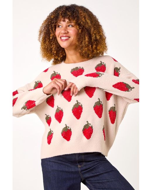 Roman Red Fruit Pattern Knit Jumper