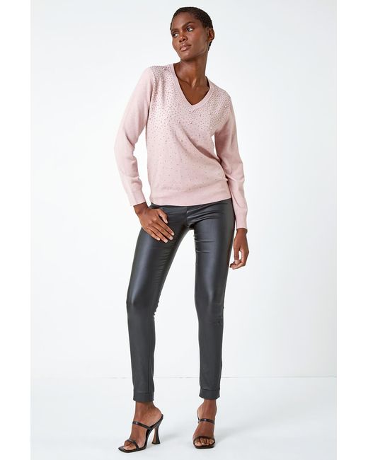 Roman Pink Pearl Sparkle Embellished Jumper