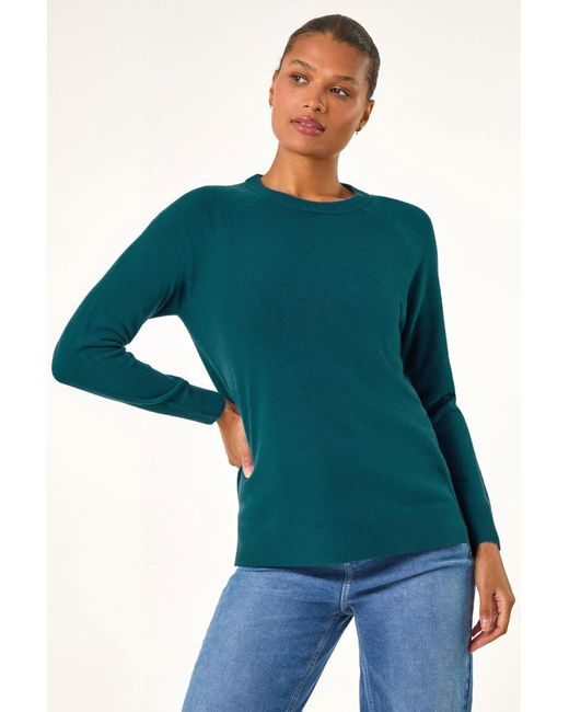 Roman Blue Plain Soft Crew Neck Jumper