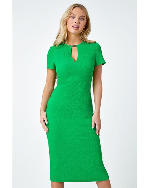 Roman Green Originals Petite Textured Midi Stretch Dress