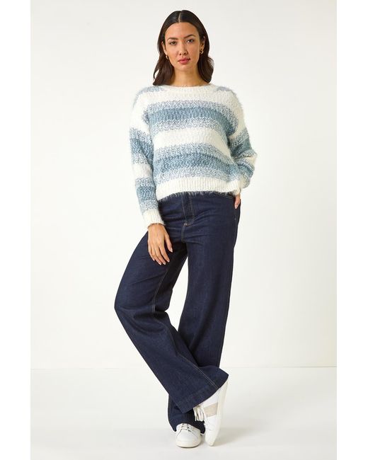 Roman Gray Contrast Shaded Stripe Jumper