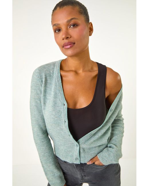 Roman Gray Metallic Knit V-Neck Cardigan
