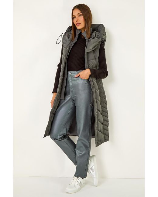 Roman Multicolor Chevron Quilted Hooded Gilet