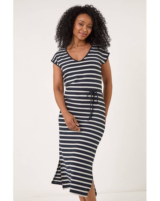 Roman Petite Stripe Stretch Midi Dress in Blue | Lyst UK