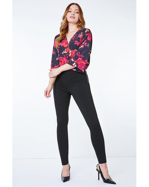Roman Black Full Length Side Zip Elastic Waist Trouser
