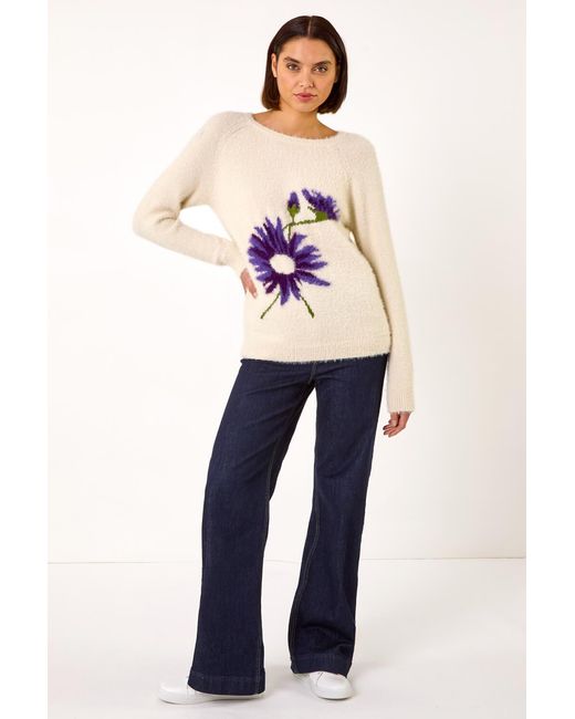 Roman Natural Floral Placement Knit Jumper