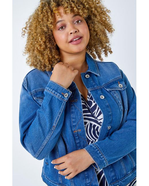 Roman Curve Blue Cotton Jacket