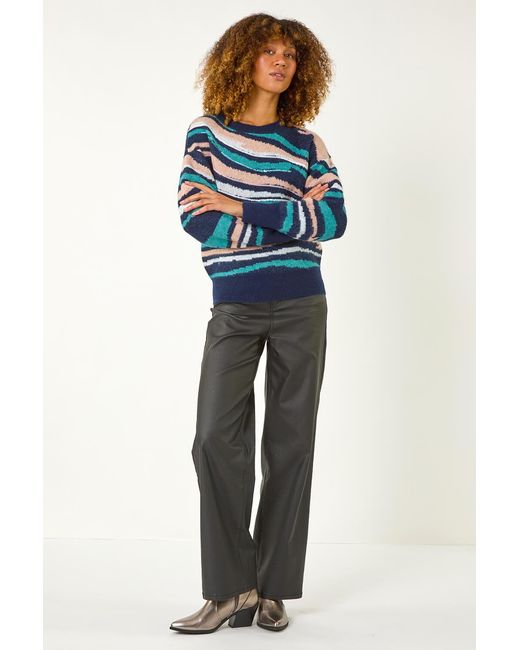Roman Blue Sequin Animal Print Jumper