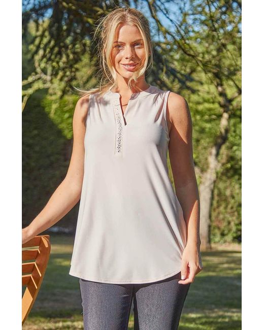 Roman Pink Sleeveless V-Neck Hotfix Jersey Top