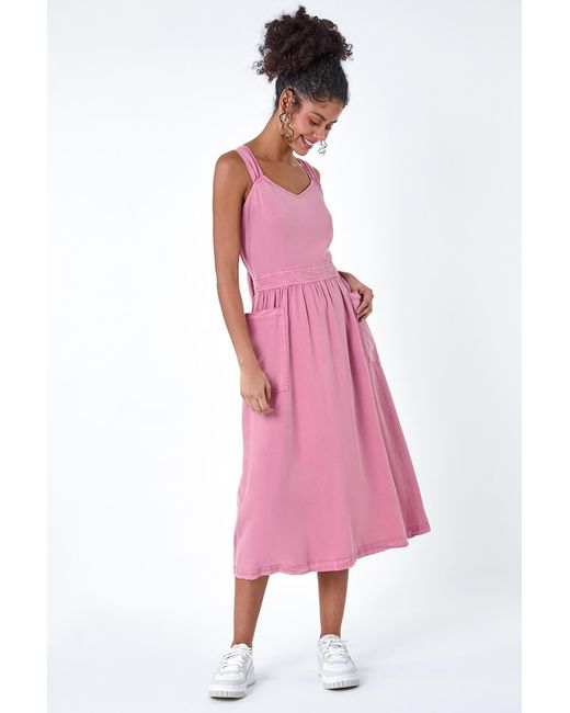 D.u.s.k Pink Dyed Strappy Pocket Dress