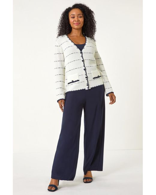 Roman Petite Blue Contrast Stitch Cardigan