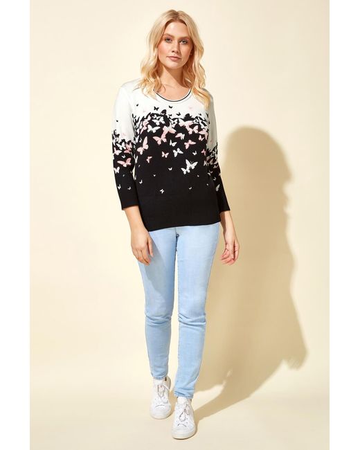 Roman White Butterfly Print Jumper