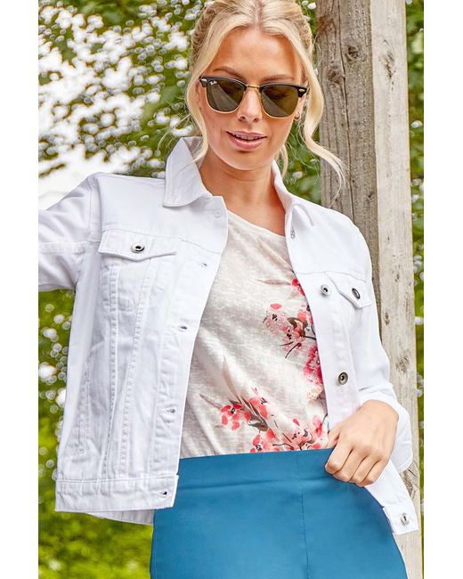 Roman White Classic Cotton Denim Jacket