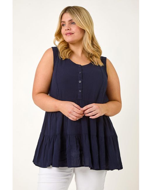 Roman Curve Blue Lace Detail Vest Top