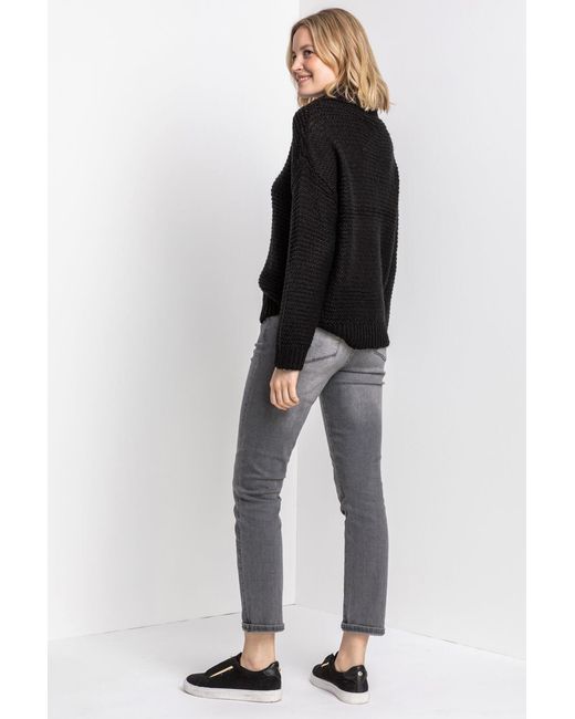 Roman Black Textured Roll Neck Jumper