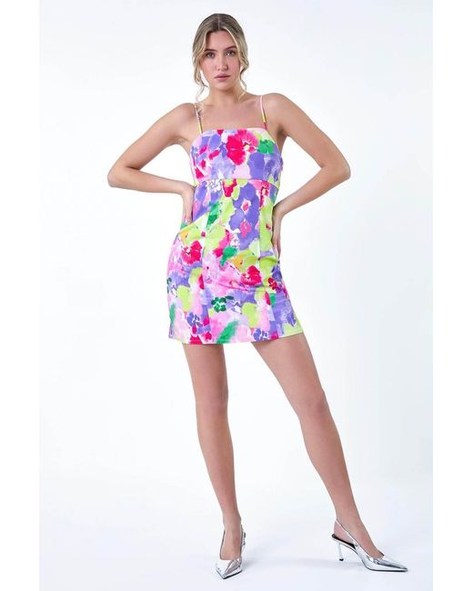 D.u.s.k White Floral Bengaline Mini Stretch Dress