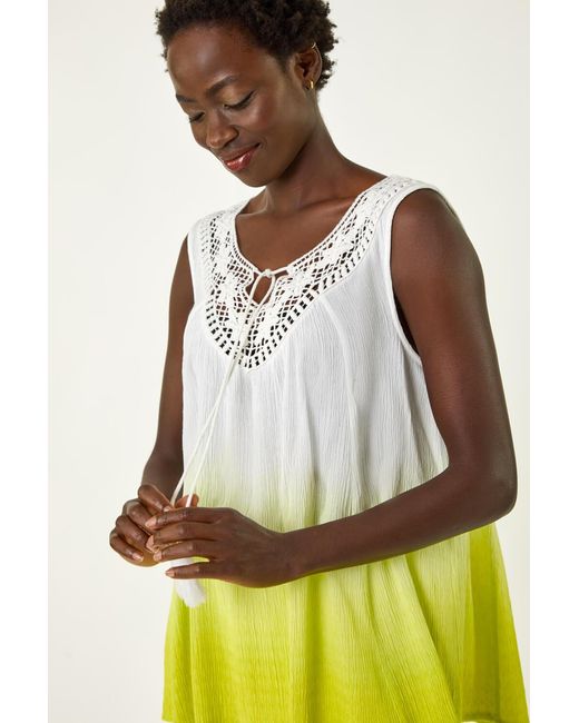 Roman Multicolor Cotton Lace Detail Ombre Vest Top