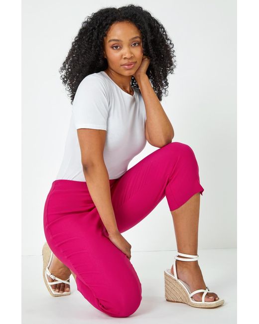 Roman Petite Pink Cropped Stretch Trouser