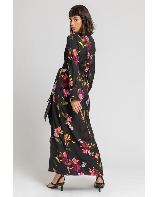 D.u.s.k Black Floral Print Maxi Dress