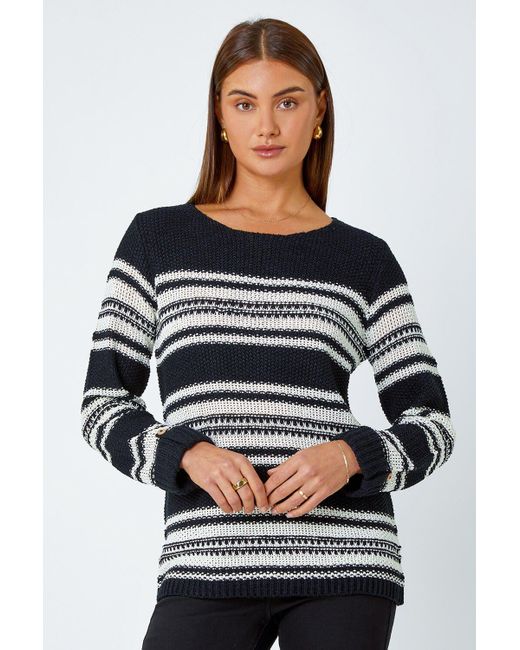 Roman Gray Textured Multi Stripe Jumper