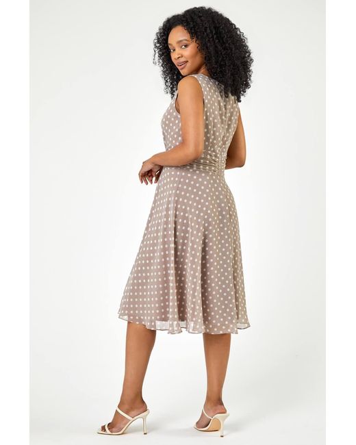 Roman Petite Multicolor Spot Print Buckle Detail Chiffon Dress