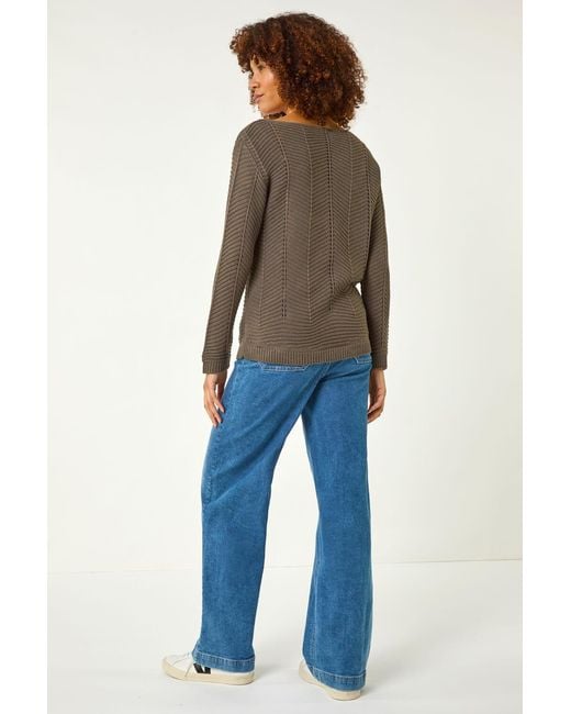 Roman Brown Melange Chevron Knit Jumper