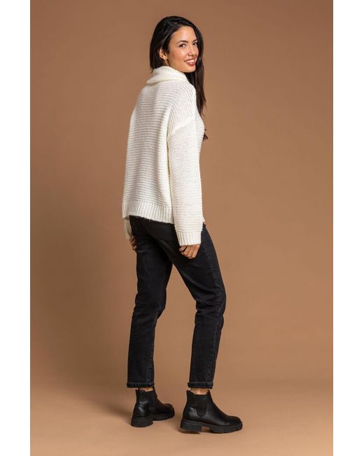 Roman White Textured Roll Neck Jumper
