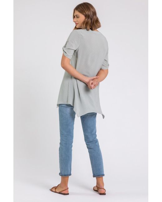 Roman Multicolor Hanky Hem Soft Check Blouse