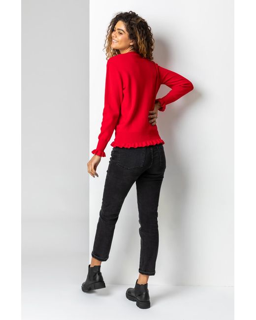 Roman Red Faux Pearl Embellished Heart Jumper