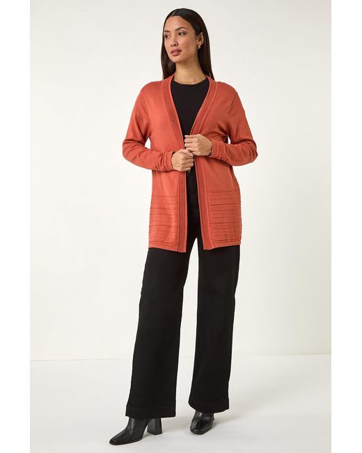 Roman Red Stitch Detail Hem Knit Cardigan