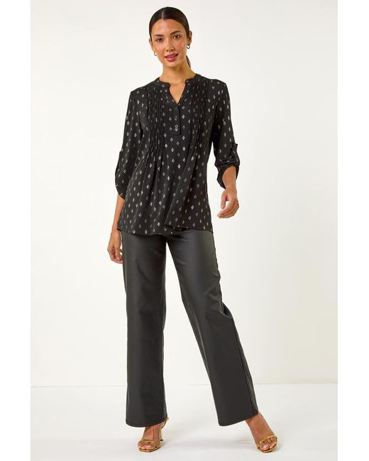 Roman Black Diamond Foil Pintuck Shirt