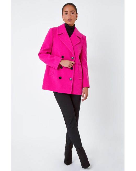 Roman Pink Petite Double Breasted Smart Coat