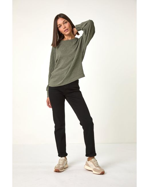 Roman Gray Plain Long Sleeve Textured Jersey Top
