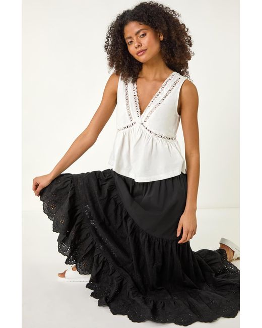 D.u.s.k White Tiered Broderie Maxi Skirt