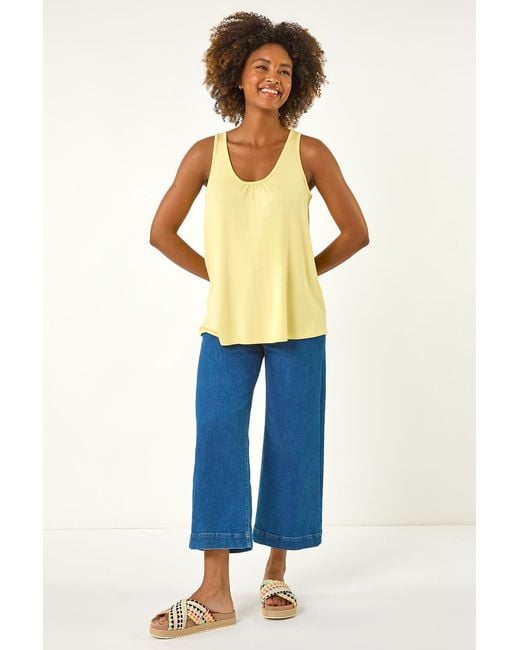 Roman Blue V-Neck Stretch Jersey Vest Top