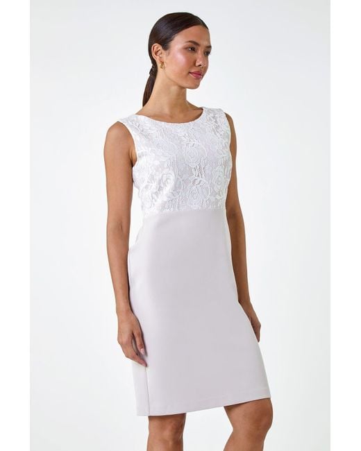 Roman White Lace Bodice Shift Dress