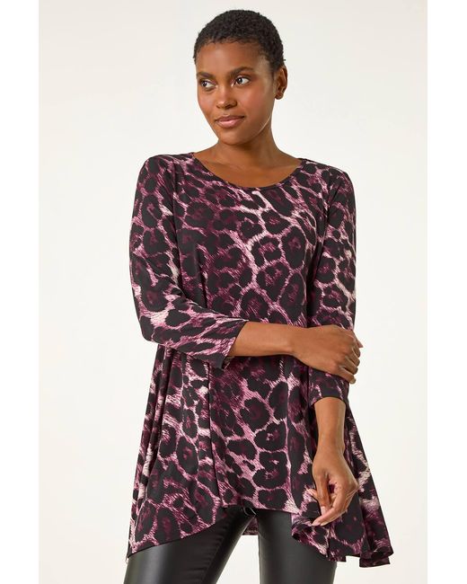 Roman Stretch Textured Animal Print Tunic